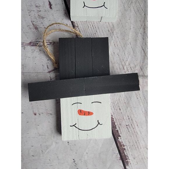 Handmade Lot 4 Wooden Handpainted Snowman Ornaments New Lot 1 - Picture 3 of 7